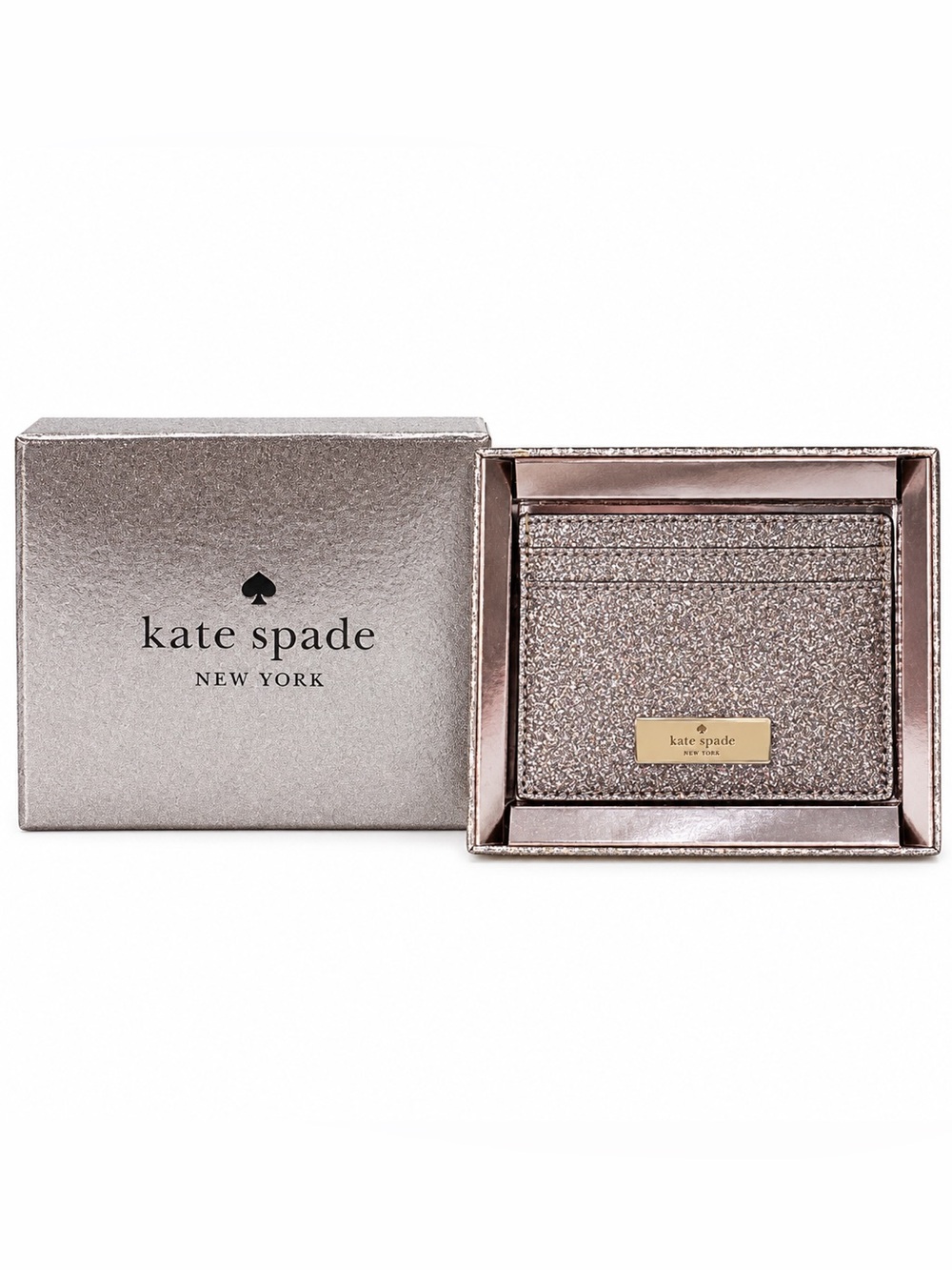 NIB Kate Spade Kenzie Glitter Small Cardholder Wallet Candied Flower 4”W x 3”H